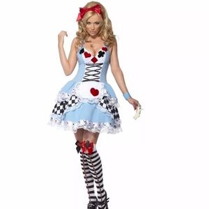 Fever Miss Wonderland Alice Costume With Dress And Hair Bow Large